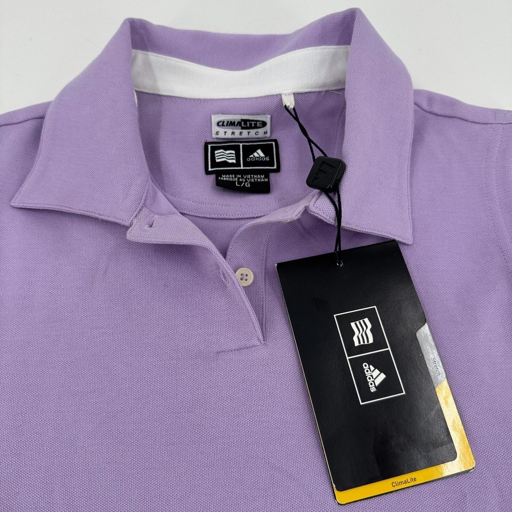 Adidas CLIMALITE WOMENS Lavender Sleeveless Button Close Golf Shirt SIZE L - NWT - Picture 14 of 15